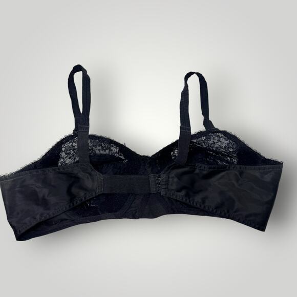 Vintage Top 1950s Permalift RARE Circle Stitch Black Floral Lace Bullet Bra 33B - Picture 2 of 6